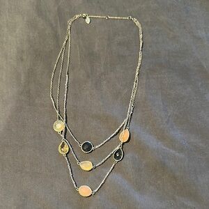 💜5 for $25 LOFT Silver and Pink Multi-Strand Necklace